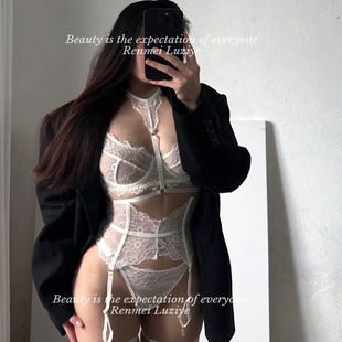 性感蕾丝挂脖显瘦内衣套装 优质版 戒不掉你 RenmeiLuziye