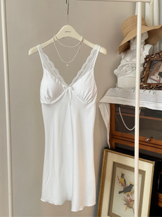 白月光法式睡裙冰雪丝纯欲带胸垫带胸垫名媛风睡衣吊带裙女士内衣