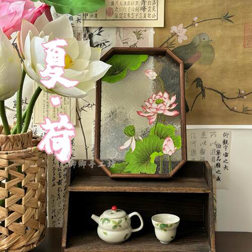 【夏荷】掐丝珐琅diy景泰蓝非遗手工材料包高端定制礼物装饰画