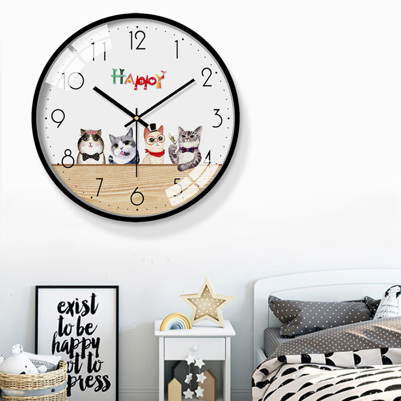 卧室挂表儿童房个性风石英钟卡通