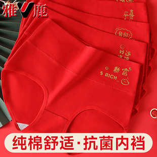 纯棉短裤 头女款 衩新年 红色本命年2026马年高腰三角裤 雅鹿女士内裤