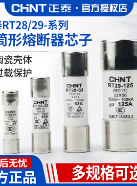 CHNT正泰RT28/29熔断器圆筒形保险丝熔芯陶瓷保险管32A63A80A125A