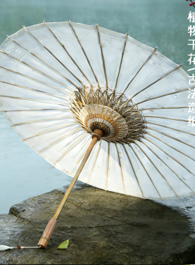 非遗油纸伞 藏红花与茶的浪漫邂逅古典传统手工防雨遮阳防晒竹伞