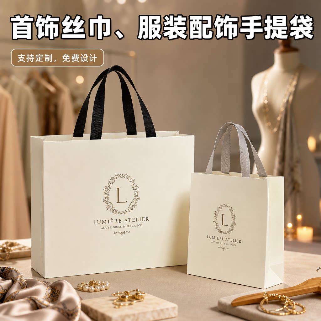 服装店手提袋首饰丝巾配饰店百搭高级品牌服饰加厚礼盒袋定制Y492