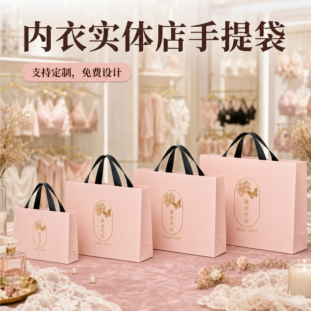 服装店手提袋内衣睡衣店温馨私享礼盒高档包装袋礼品袋打包袋Y485