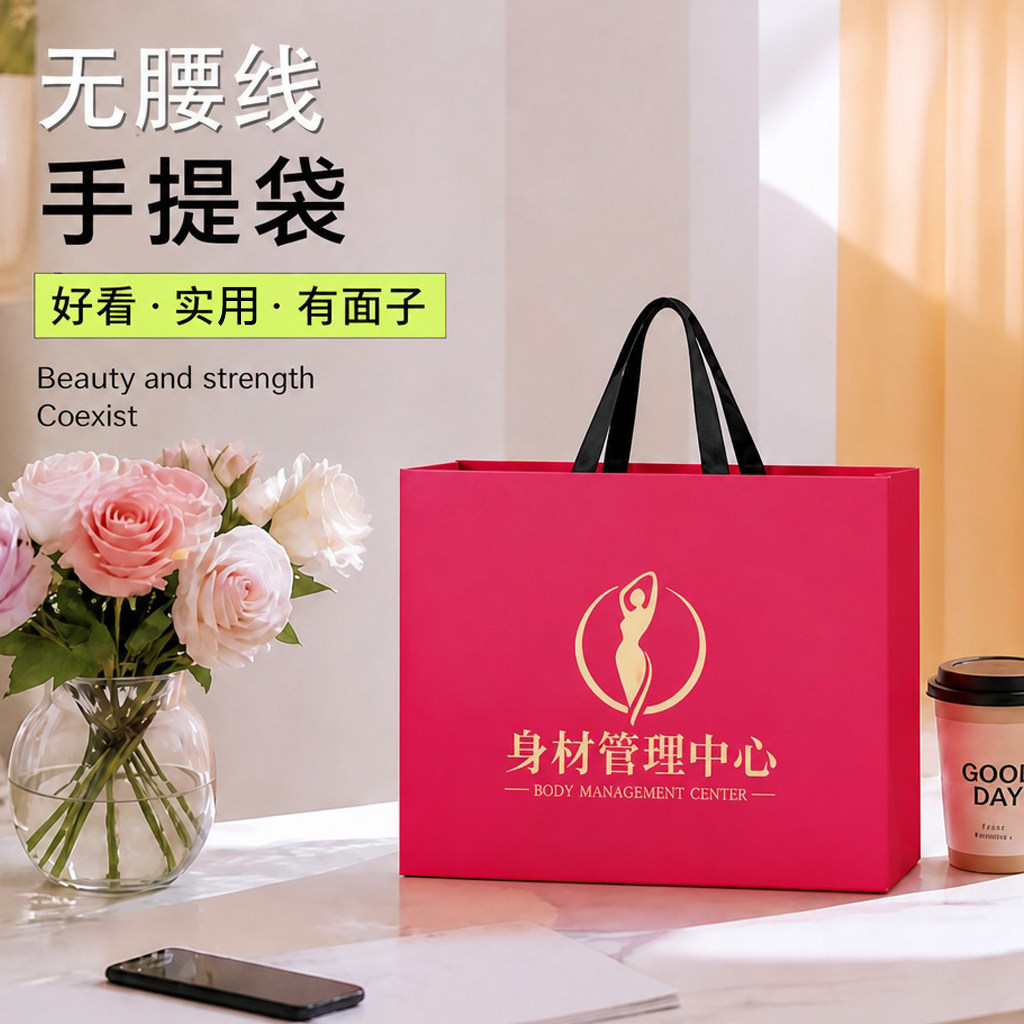 纸袋手提袋身材管理中心纤体塑形加厚包装袋护肤套装定制礼袋Y511