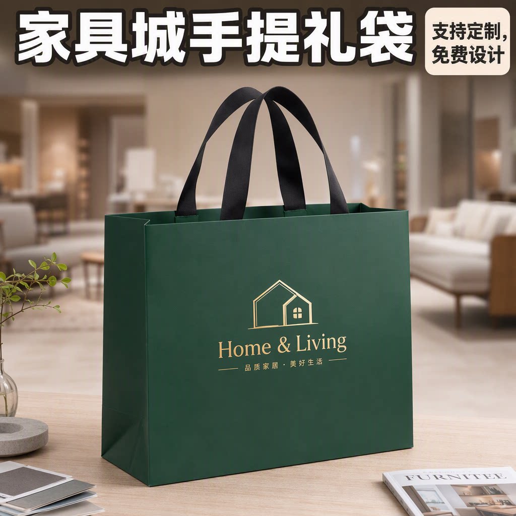 纸袋手提袋家具城家居质感生活资料加厚硬挺礼盒袋购物袋定制Y549
