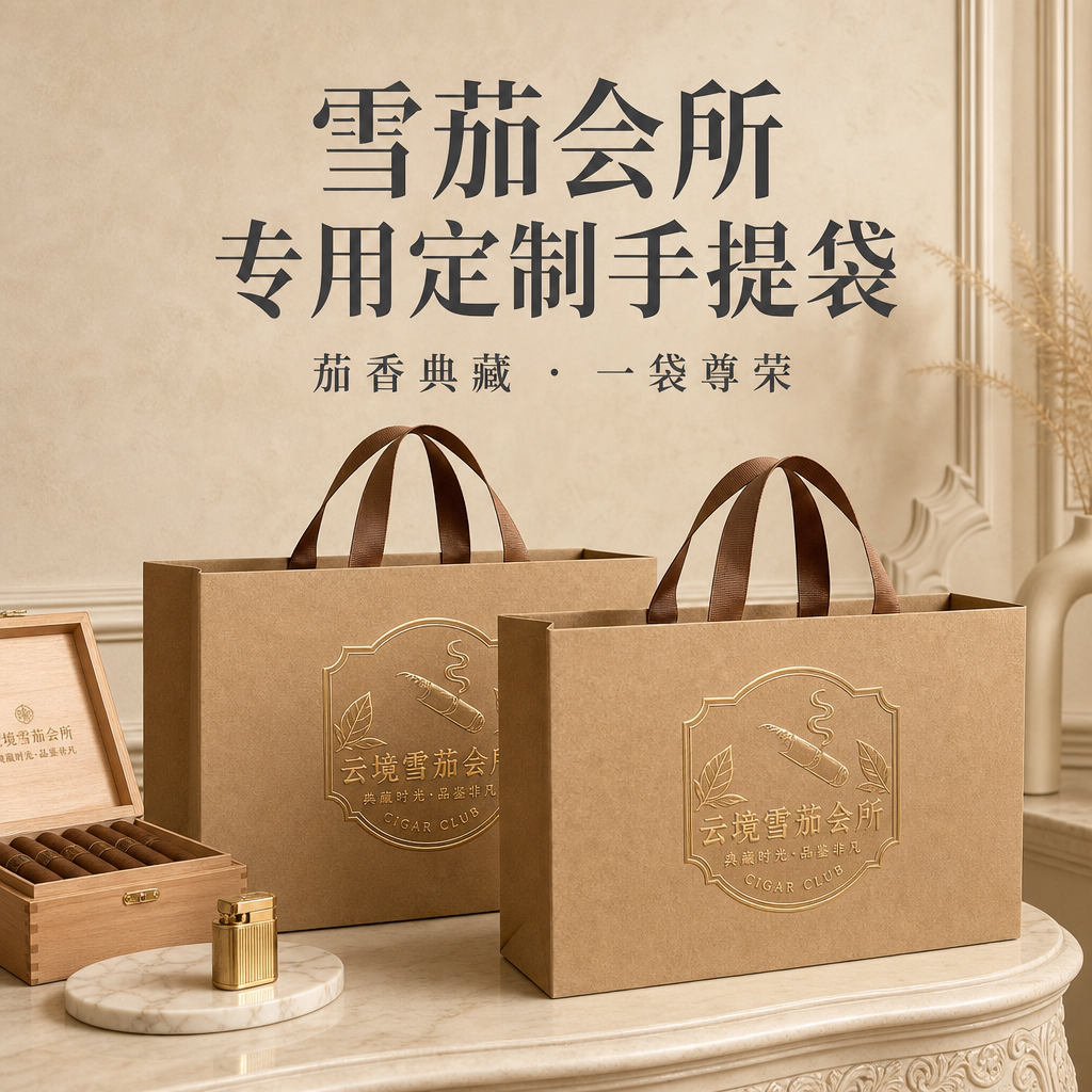 纸袋手提袋雪茄会所包装袋烟酒礼品袋加厚定制高级感伴手礼袋Y583