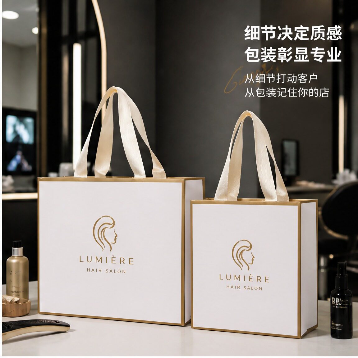 纸袋手提袋高端美发沙龙时尚潮流加厚包装袋洗发水小样礼袋Y534