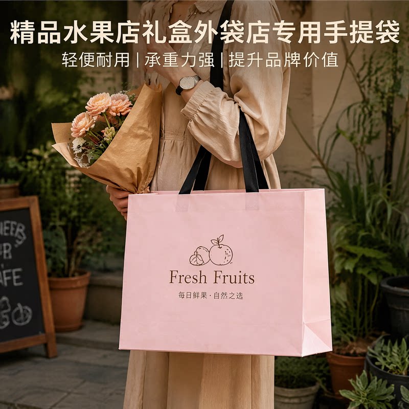 纸袋手提袋精品水果礼袋鲜甜多汁特产礼盒袋加厚礼盒袋购物袋Y481