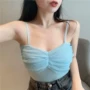 Mùa hè 2019 phong cách mới Hồng Kông của phụ nữ lưới khâu đan áo yếm ngắn gợi cảm mặc áo khoác mỏng - Áo ba lỗ đồ vest nữ