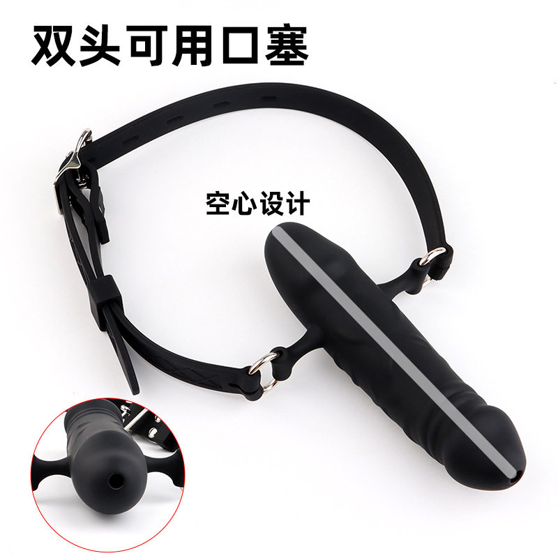 成人玩具双头阴茎阳具口塞深喉男女共用口球情趣捆绑另类调教用品