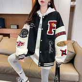 美式 夹克潮 刺绣休闲情侣款 复古棒球服外套女2026春秋新款 宽松大码