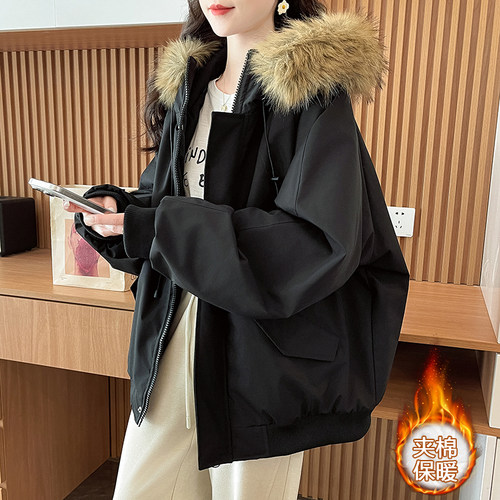 美式派克服毛领棉衣男女情侣冬季