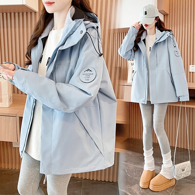 蓝色三合一冲锋衣外套女2026新款