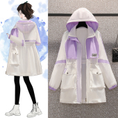 胖mm宽松透气防晒服百搭薄款 大码 新款 夏季 风衣外套 防晒衣女中长款