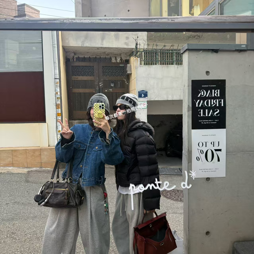 一善家领短款牛仔保暖羽绒服外套(不可拆卸水貂毛毛领)255006-1