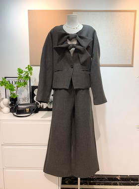 一善服饰港味复古小众设计短外套+西裤套装(配腰带)35351