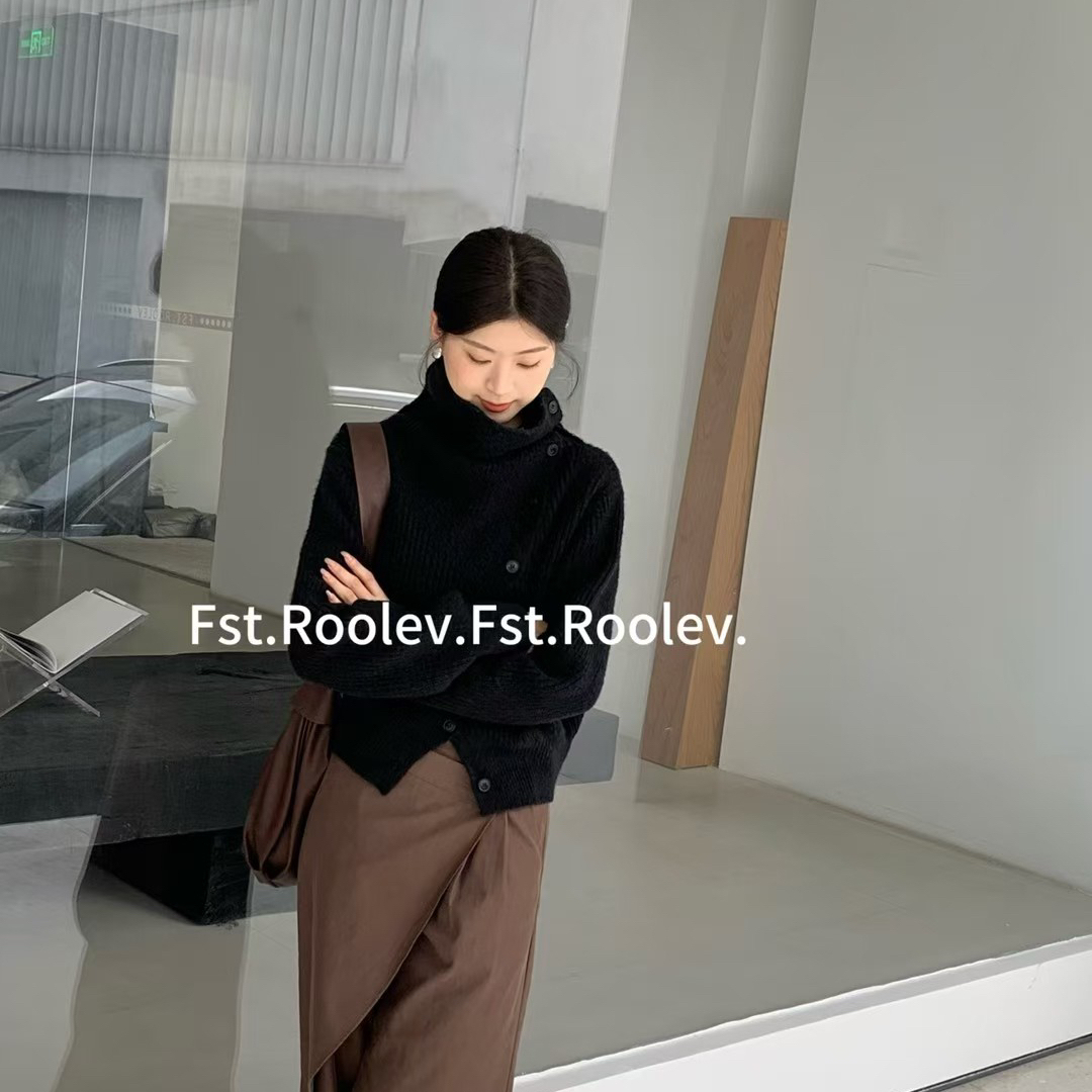 一善立领设计修身针织毛衣韩系时尚单排扣保暖毛衣无配件WM2367