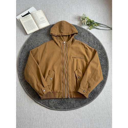 秋上新美式工装连帽宽松拉链短外套J982S817