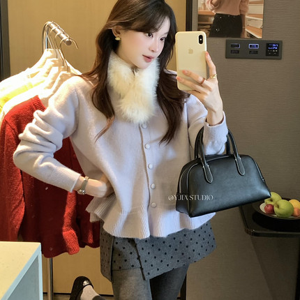 一善下摆设计感毛衣毛衣(配毛领狐狸毛仿毛可拆卸)1351-55