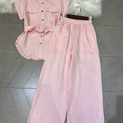 一善设计+休闲裤两件套套装(配腰带)(视觉拉长身材比例)Y20145