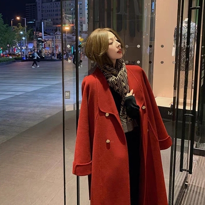 一善款手工双排扣羊毛外套(配腰带)（含100羊毛）L-KC7709