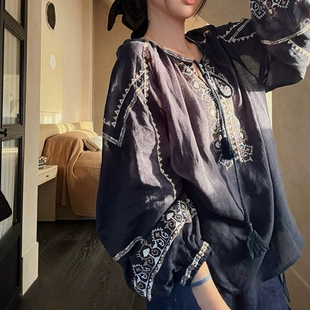 善26年春款超重工民族风苎麻上衣衬衫SY88977