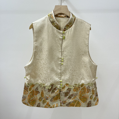 一善26年早春新中式设计感蝴蝶印花立领修身马甲YS1-T善C-0792