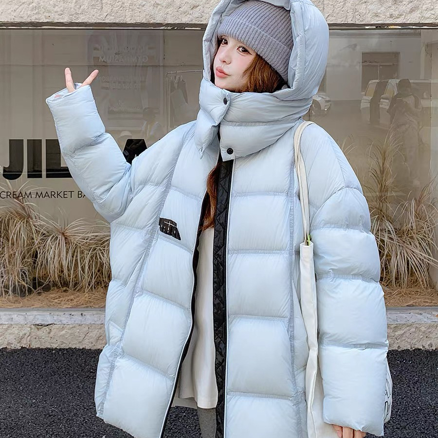 一善小众设计轻薄面料面包服中长款保暖羽绒服外套DXJOMD2503