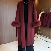 含100澳毛 一善面羊毛外套 配可拆卸真狐狸毛袖 25091362114Z