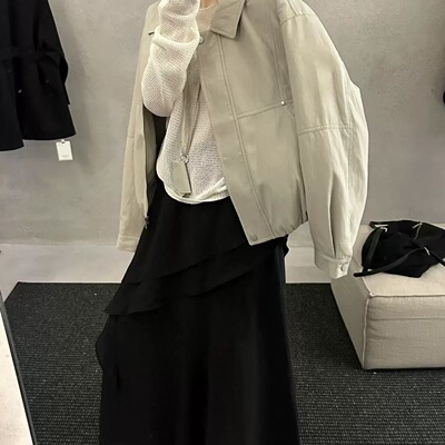 一善设计韩锐池-26年早春简约廓形翻领宽松夹克(配挂件)YS1-9922
