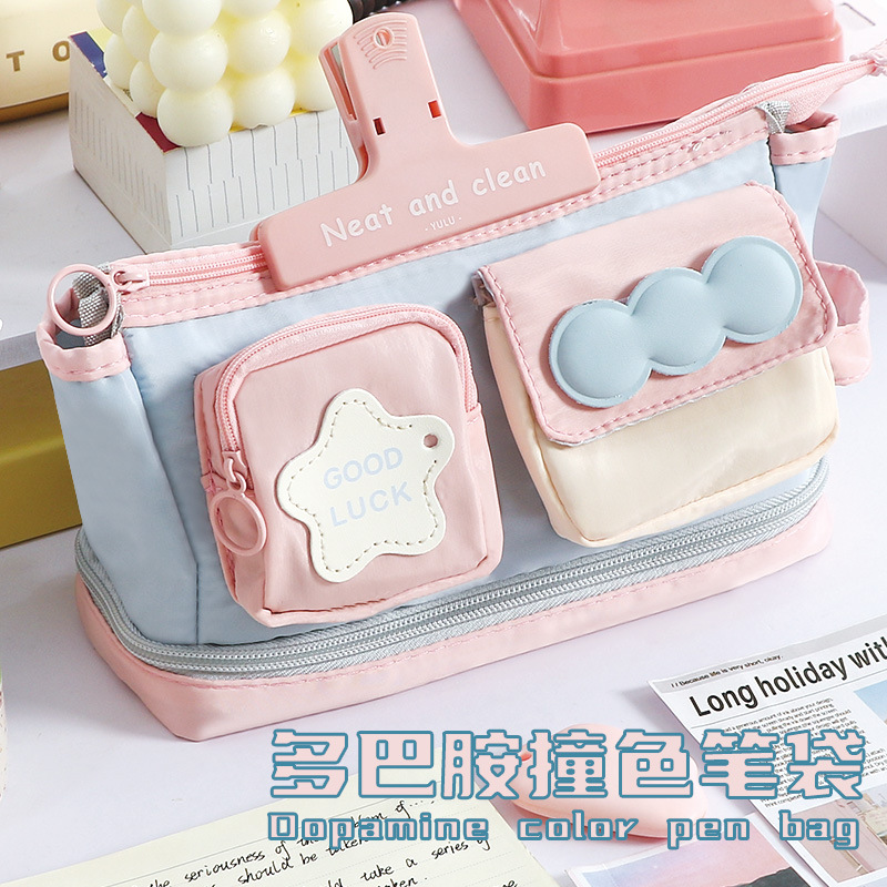 【天猫正品】高中生女式笔袋高颜值ins风奶呼呼小学生巨可爱马卡龙色文具盒女