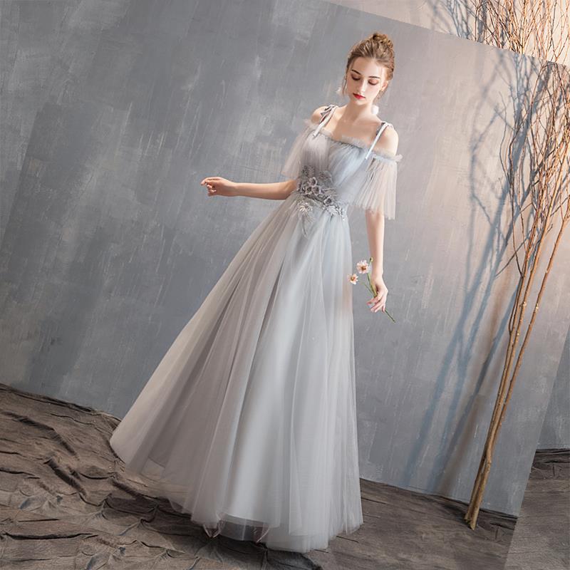 伴娘2019新款灰色伴娘服仙气质长款姐妹团宴会晚女连衣裙在类目 女装/女士精品, 婚纱/旗袍/礼服, 礼服/晚装中 - 来自Buy2taobao.com提供专业的淘宝代购服务