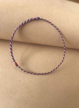 手工编织超细四股辫红绳可调节