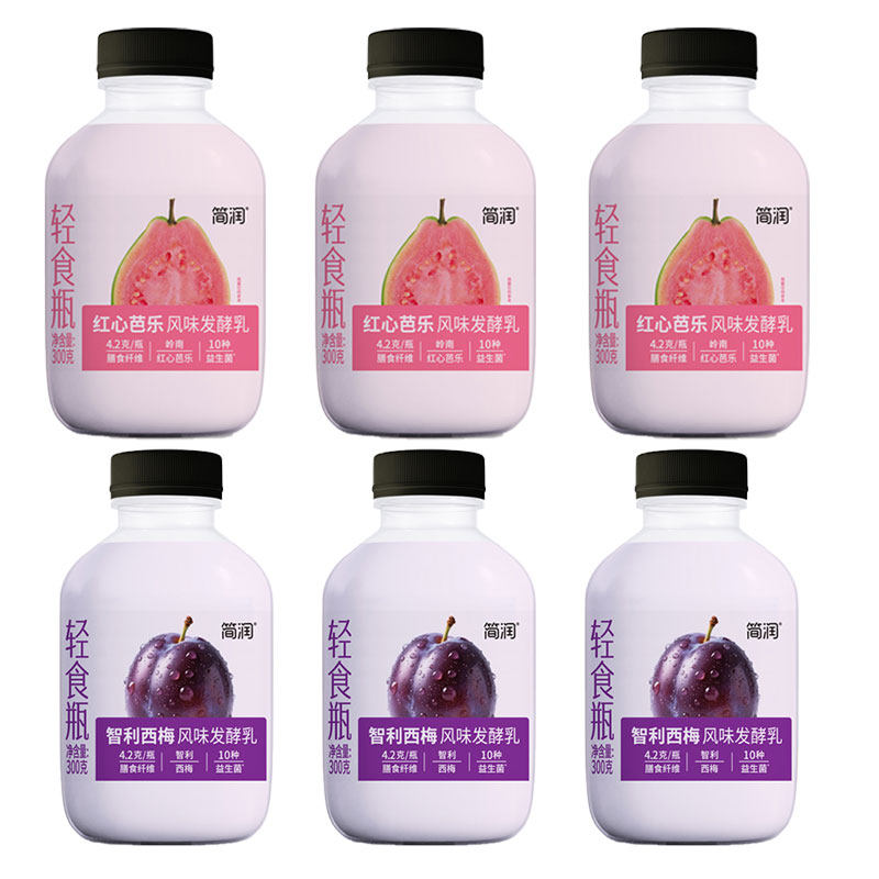 简润轻食瓶300g*6瓶红心芭乐智利西梅酸奶