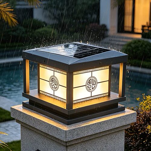 林爵太阳能柱头灯户外防水