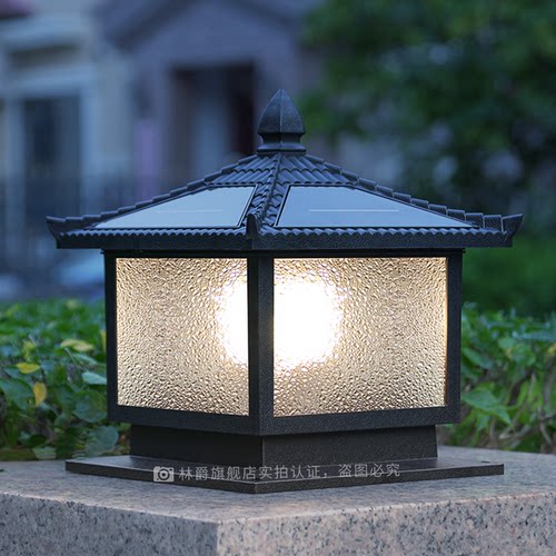 太阳能柱头灯户外门柱灯别墅花园景观庭院灯大门两侧柱子灯围墙灯