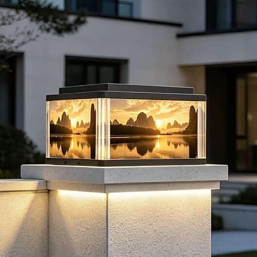 日出中式太阳能户外柱头灯防水别墅院子大门柱子灯庭院围墙灯接电