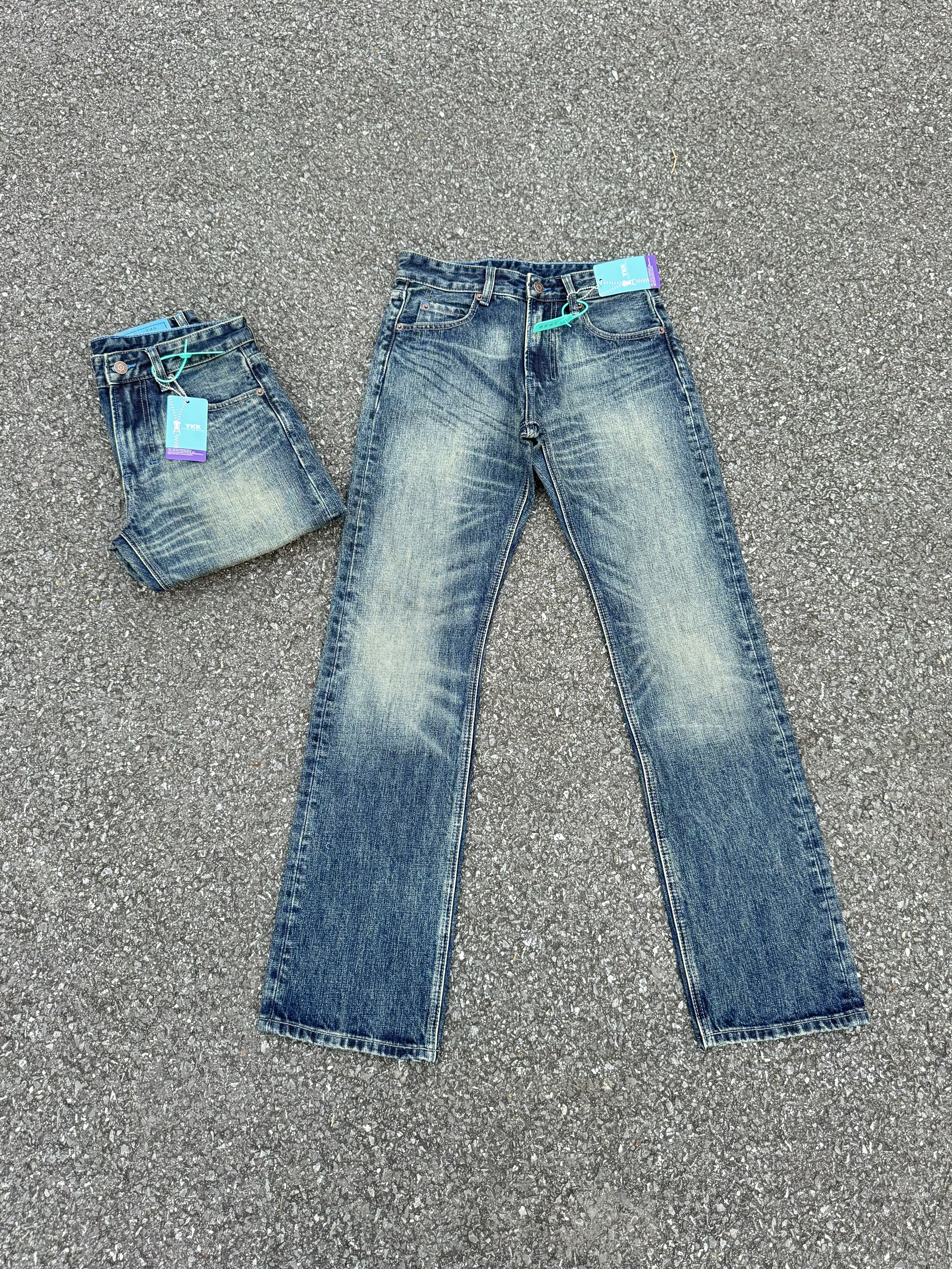 激光猫须523靛蓝色牛仔裤vintage复古90S 15盎司面料cleanfit