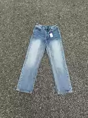 Ice Blue Vintage501 Jeans 90S Retro Washed Cleanfit Long Pants with Hand-Rubbed Fluff 15 Ounces