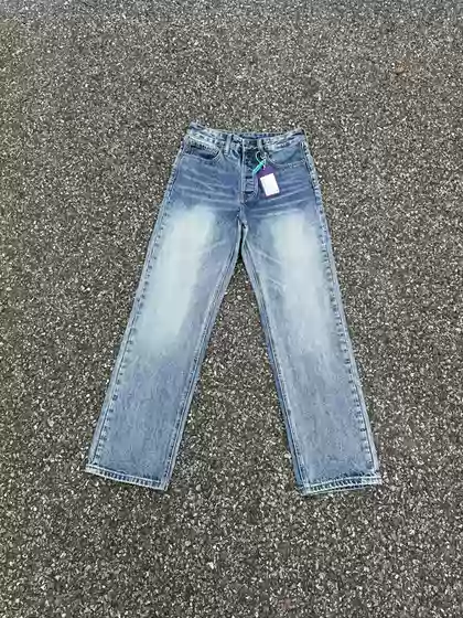 Ice Blue Vintage501 Jeans 90S Retro Washed Cleanfit Long Pants with Hand-Rubbed Fluff 15 Ounces
