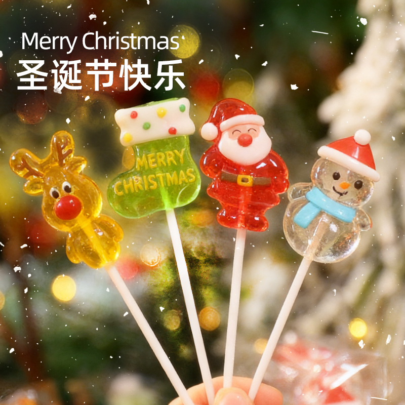 圣诞节糖果棒棒糖主题网红卡通圣诞老人雪人平安夜零食糖果礼盒装
