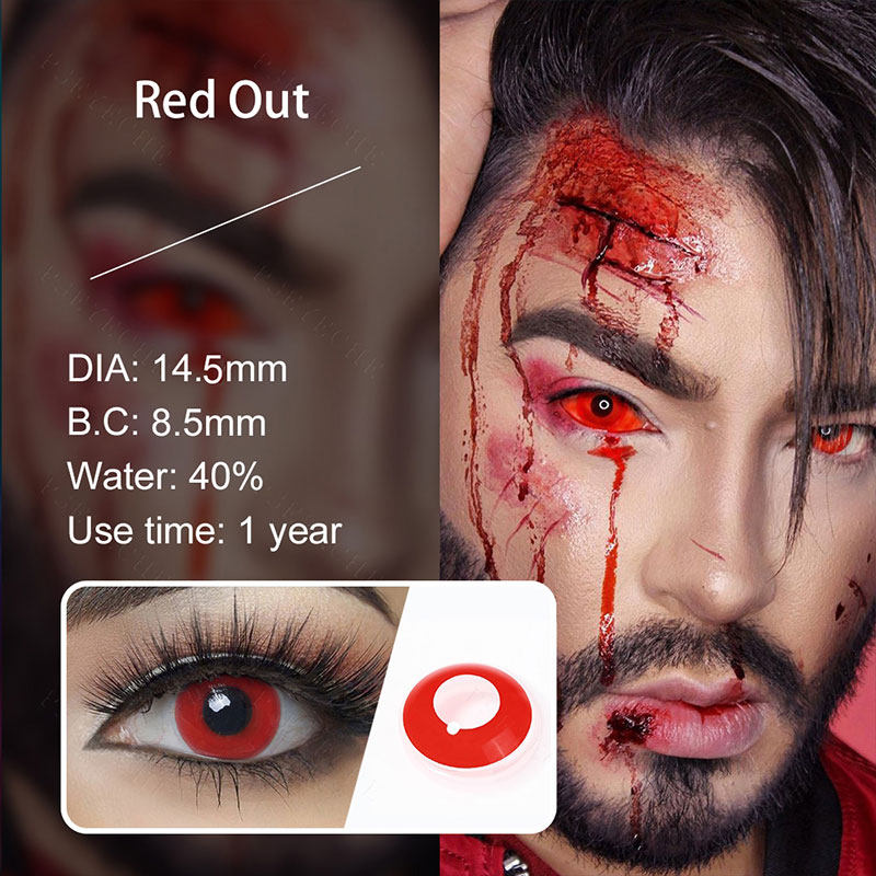 万圣节cos美瞳年抛女黑红蓝绿白色恐怖cosplay隐形眼镜男2片装nw