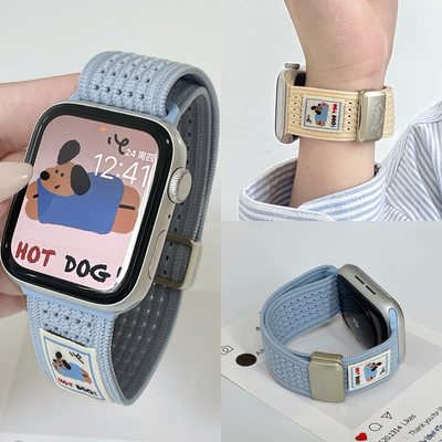 适用华为GT5手表gt4表带gt3透气夏天gt2可爱fit4卡通热狗pro磁吸fit3尼龙watch4荣耀magic2男女gs3弹力22mm20