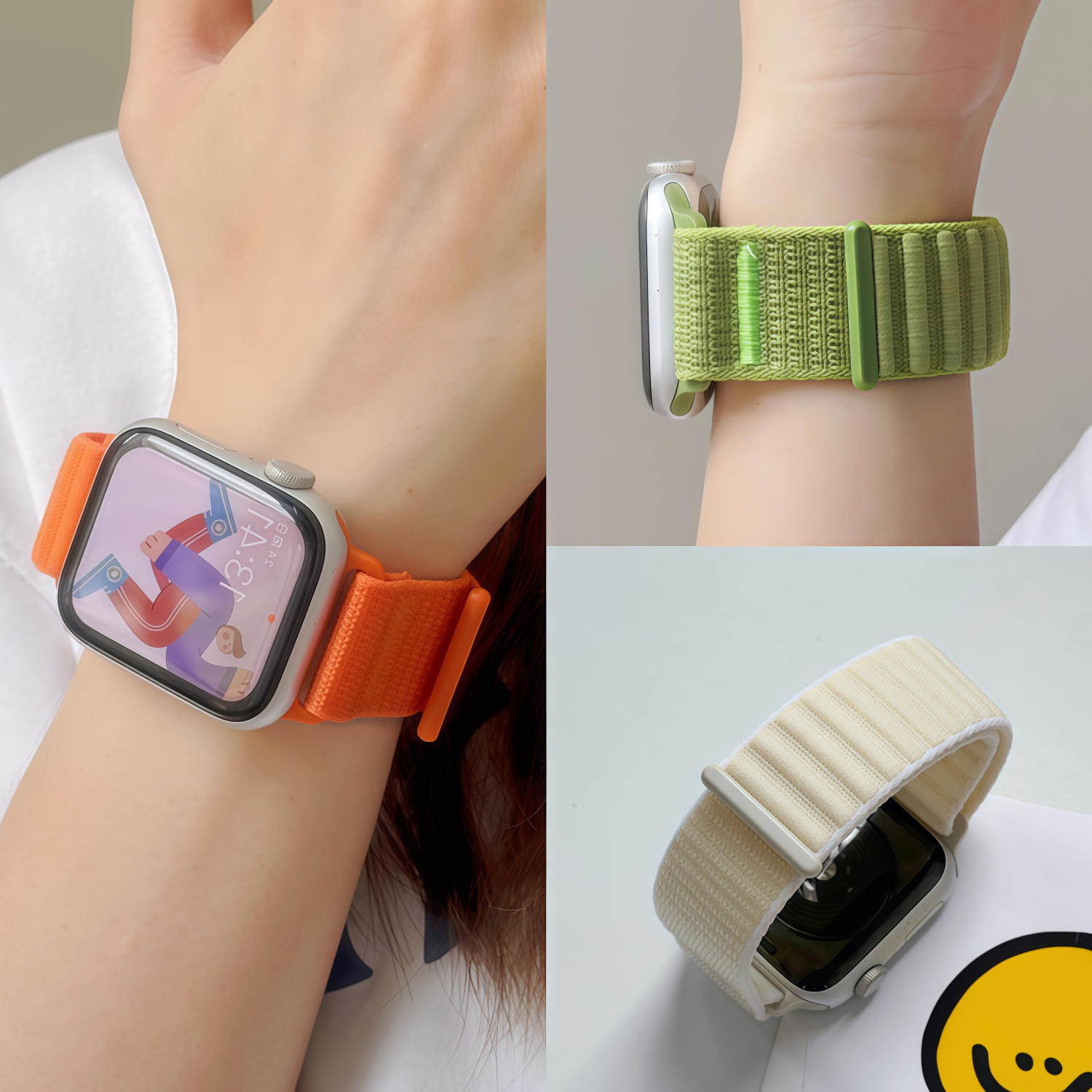 适用iwatch10表带S9苹果S8手表applewatch9新款S10尼龙S7编织S6魔术贴S5运动SE工装ultra2代山地纹series男女