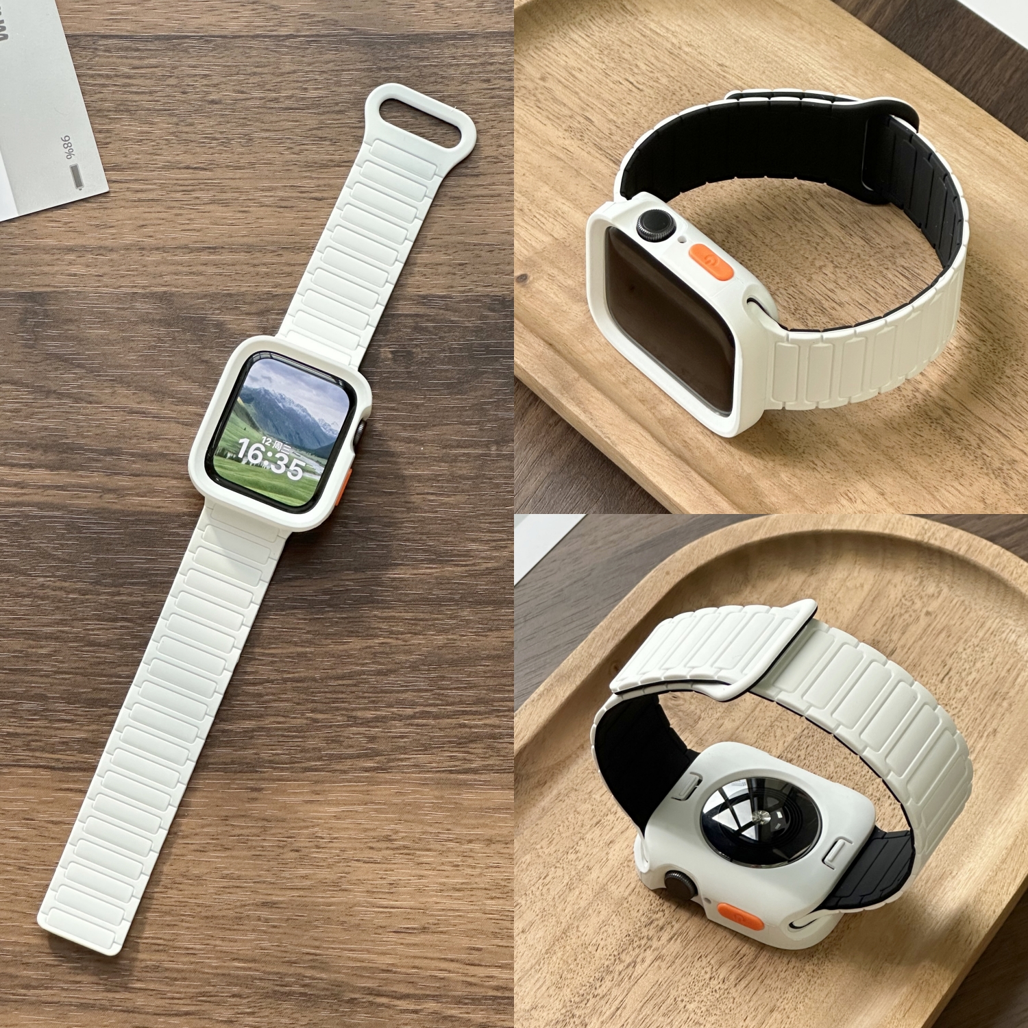 适用applewatch11表带保护壳套装iwatch10苹果S9手表S8磁吸s11硅胶S10撞色5渐变S7高级S6运动ultra腕带SE男女