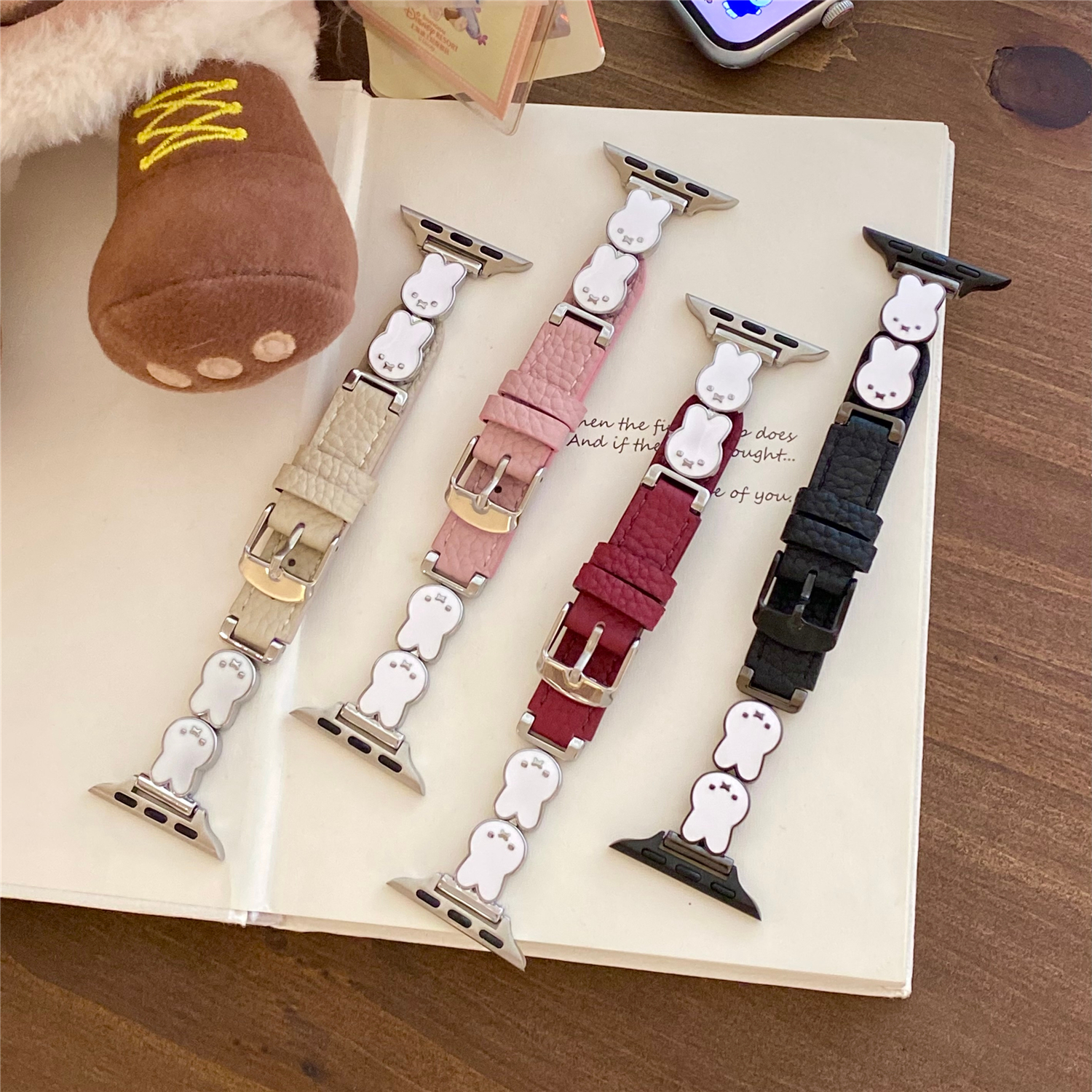 适用小米手环10表带9pro手表8pro女款卡通荔枝皮纹NFC版watch5真皮高级watch4针扣por腕带9金属链条8女士专用