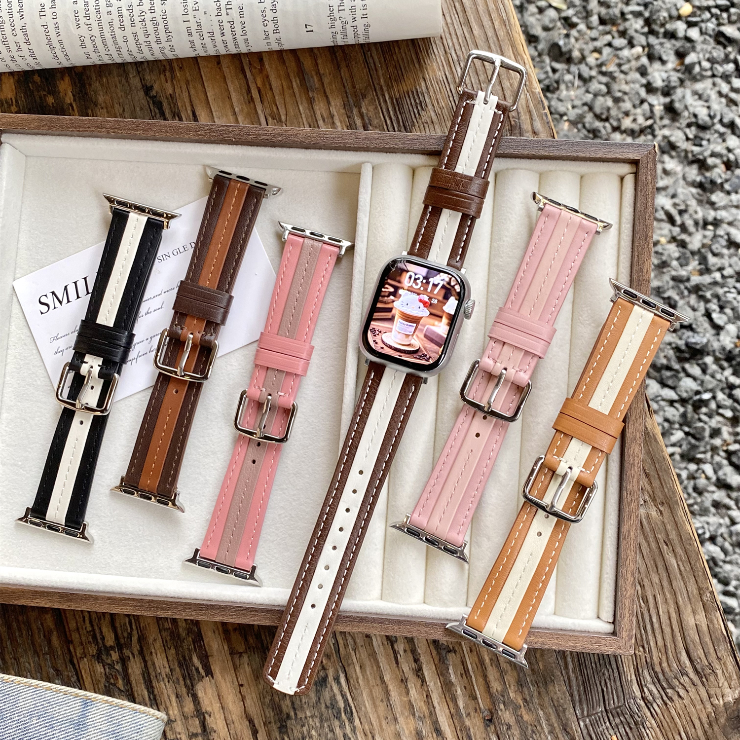 适用小米手环9pro表带8pro手表真皮高级感女款秋冬新款红米watch5红米4拼接色por针扣式金属卡扣替换腕带女生