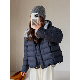2025排骨款连帽90鸭绒蓬松保暖撞色拼接户外羽绒服加厚外套